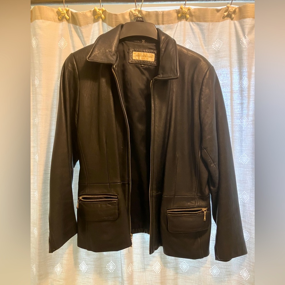 Women’s Jones New York Black Leather Jacket Size L